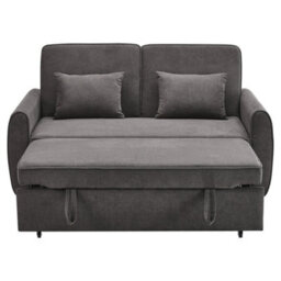 Living And Home Grey 2 Seat Fabric Put Out Sofa Bed Loveseat Couch With 2 Pillows - thumbnail 4