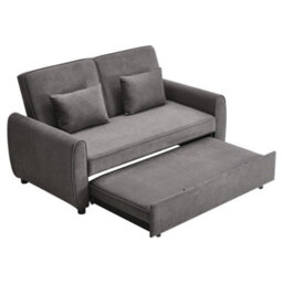 Living And Home Grey 2 Seat Fabric Put Out Sofa Bed Loveseat Couch With 2 Pillows - thumbnail 5
