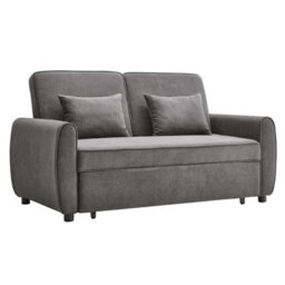 Living And Home Grey 2 Seat Fabric Put Out Sofa Bed Loveseat Couch With 2 Pillows - thumbnail 3