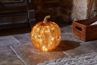 Annibells Light Up Led Pumpkin Orange Ornament  2 Designs (14947) - Orange, Large