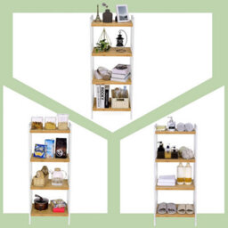 Songmics Natural Bamboo Storage Tower, 4-Tier Multi-Room Organizer Stand, Versatile Home Rack, Natural And White - thumbnail 5