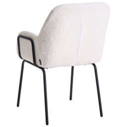 Wyld And Coco Bouclé Dining Chair Off-White Upholstery Black Iron Base - W50 X D67 X H84Cm - thumbnail 5