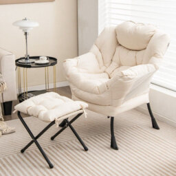 Gainoom Modern Lazy Chair With Ottoman Armrests Side Pocket & Footrest Accent Lounge Chair Reading Leisure - thumbnail 1