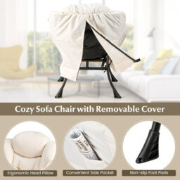 Gainoom Modern Lazy Chair With Ottoman Armrests Side Pocket & Footrest Accent Lounge Chair Reading Leisure - thumbnail 7