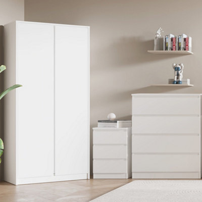 Seconique Malvern Trio Bedroom Set Wardrobe Chest Of Drawers Bedside White Finish - image 1