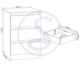 Seconique Malvern Trio Bedroom Set Wardrobe Chest Of Drawers Bedside White Finish - thumbnail 3
