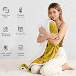 Aspire Homeware Ochre Sherpa Fleece Sofa Throw Blanket, Super King (L)270Cm X (W)230Cm - thumbnail 5