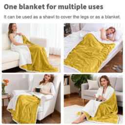 Aspire Homeware Ochre Sherpa Fleece Sofa Throw Blanket, Super King (L)270Cm X (W)230Cm - thumbnail 3