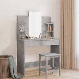 Walplus Dressing Table With Mirror Concrete Grey 96X39X142 Cm