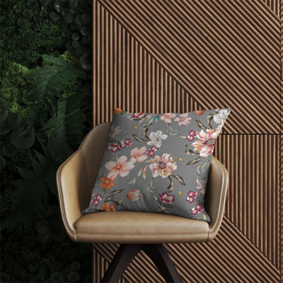 Warren Reed Designer Peony, Lily, Tulip, Daisy Colorful  Outdoor Cushion 60Cm X 60Cm
