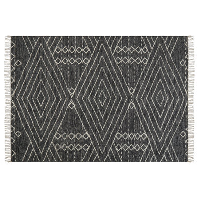 Beliani Rug Khenifra Black 160 X 230 Cm Cotton - image 1