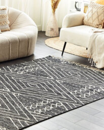 Beliani Rug Khenifra Black 160 X 230 Cm Cotton - thumbnail 2