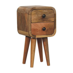 Wyld Haus Cagliari Small 2-Drawer Curved Mango Wood Bedside Table 20 X 20 X 40 Cm - thumbnail 4