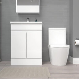 Nes Home White 600mm Freestanding Basin Vanity & Close Coupled Toilet - thumbnail 2