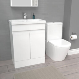 Nes Home White 600mm Freestanding Basin Vanity & Close Coupled Toilet - thumbnail 5