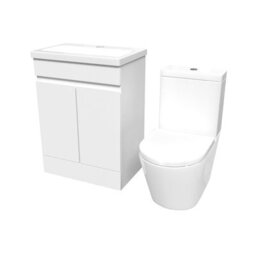 Nes Home White 600mm Freestanding Basin Vanity & Close Coupled Toilet - thumbnail 6