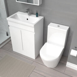 Nes Home White 600mm Freestanding Basin Vanity & Close Coupled Toilet - thumbnail 4