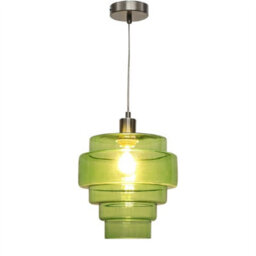First Choice Lighting Benson - 5 Tier Green Glass & Satin Nickel Ceiling Pendant Light - thumbnail 2