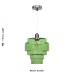 First Choice Lighting Benson - 5 Tier Green Glass & Satin Nickel Ceiling Pendant Light - thumbnail 5
