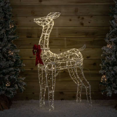 Samuel Alexander 1.24M Light Up Acrylic Christmas Deer Decoration With Red Bow And 880 Warm White Leds - image 1