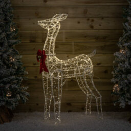 Samuel Alexander 1.24M Light Up Acrylic Christmas Deer Decoration With Red Bow And 880 Warm White Leds - thumbnail 1