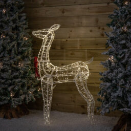 Samuel Alexander 1.24M Light Up Acrylic Christmas Deer Decoration With Red Bow And 880 Warm White Leds - thumbnail 2