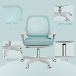 Vinsetto Office Chair, 360 Degree Swivel Desk Chair With Wheels, Light Green - thumbnail 7