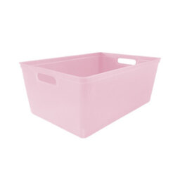 Simpa 6Pc 4L Pastel Pink Plastic Storage Basket Studio Organiser Trays With Handles - thumbnail 2