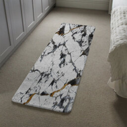 Benjamin Tate Design Black & Gold Marble Runner Special Soft Home Rug - thumbnail 4