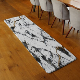 Benjamin Tate Design Black & Gold Marble Runner Special Soft Home Rug - thumbnail 2