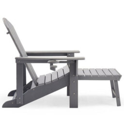 Vonhaus Grey Adirondack Chair With Footrest, Reclining Garden Chair, Weather Resistant Hdpe Outdoor Armchair For Patio, Westport - thumbnail 8