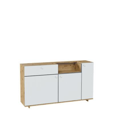 Arte Scandinavian Oak Artisan Display Cabinet With Drawer & Shelves - Spacious & Stylish (H)910mm X (W)1600mm X (D)400mm, Modern Charm - image 1
