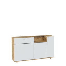 Arte Scandinavian Oak Artisan Display Cabinet With Drawer & Shelves - Spacious & Stylish (H)910mm X (W)1600mm X (D)400mm, Modern Charm - thumbnail 1