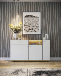 Arte Scandinavian Oak Artisan Display Cabinet With Drawer & Shelves - Spacious & Stylish (H)910mm X (W)1600mm X (D)400mm, Modern Charm - thumbnail 2