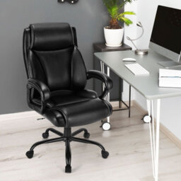 Costway Big & Tall Office Chair Ergonomic Leather Computer Chair W/ Rocking Backrest - thumbnail 3