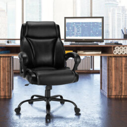 Costway Big & Tall Office Chair Ergonomic Leather Computer Chair W/ Rocking Backrest - thumbnail 4