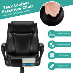 Costway Big & Tall Office Chair Ergonomic Leather Computer Chair W/ Rocking Backrest - thumbnail 7