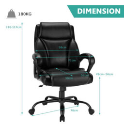 Costway Big & Tall Office Chair Ergonomic Leather Computer Chair W/ Rocking Backrest - thumbnail 2