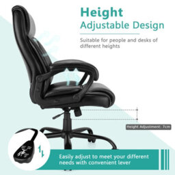 Costway Big & Tall Office Chair Ergonomic Leather Computer Chair W/ Rocking Backrest - thumbnail 5