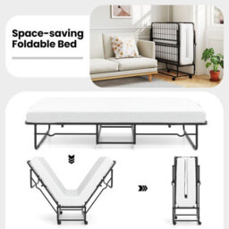 Costway 190 X 90 Cm Folding Bed Single Size Guest Bed With Memory Foam-White - thumbnail 8