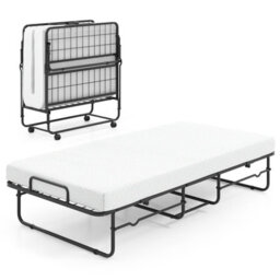 Costway 190 X 90 Cm Folding Bed Single Size Guest Bed With Memory Foam-White - thumbnail 3