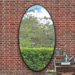 Mirroroutlet The Ovale Black Metal Framed Oval Garden Wall Mirror 200Cm X 112Cm