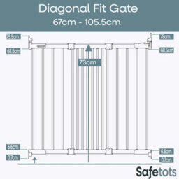 Bettacare Diagonal Fit Multi Fit Dog Gate Range, 67Cm - 105.5Cm, Black, Stair Gate For Puppy, Safety Barrier For Pet - thumbnail 3