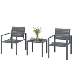 3 Pieces Garden Bistro Set For 2, Outdoor Bistro Table And Chairs - thumbnail 1