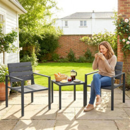 3 Pieces Garden Bistro Set For 2, Outdoor Bistro Table And Chairs - thumbnail 5