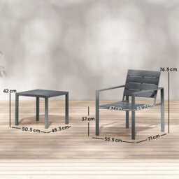 3 Pieces Garden Bistro Set For 2, Outdoor Bistro Table And Chairs - thumbnail 2