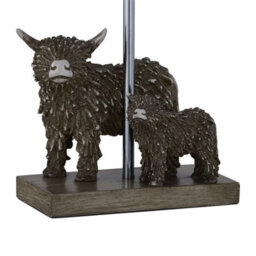 First Choice Lighting Angus & Hamish - Highland Cows Table Lamp With Oatmeal Linen Shade - thumbnail 3