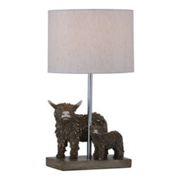 First Choice Lighting Angus & Hamish - Highland Cows Table Lamp With Oatmeal Linen Shade - thumbnail 2