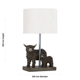 First Choice Lighting Angus & Hamish - Highland Cows Table Lamp With Oatmeal Linen Shade - thumbnail 6