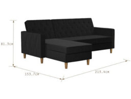 Dorel Home Liberty Sectional Futon With Storage Black - thumbnail 2